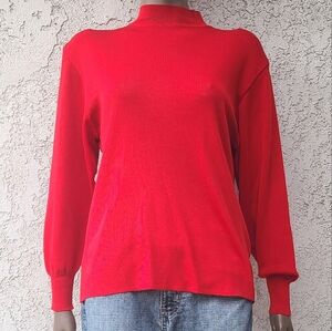 Red Mock Neck Top